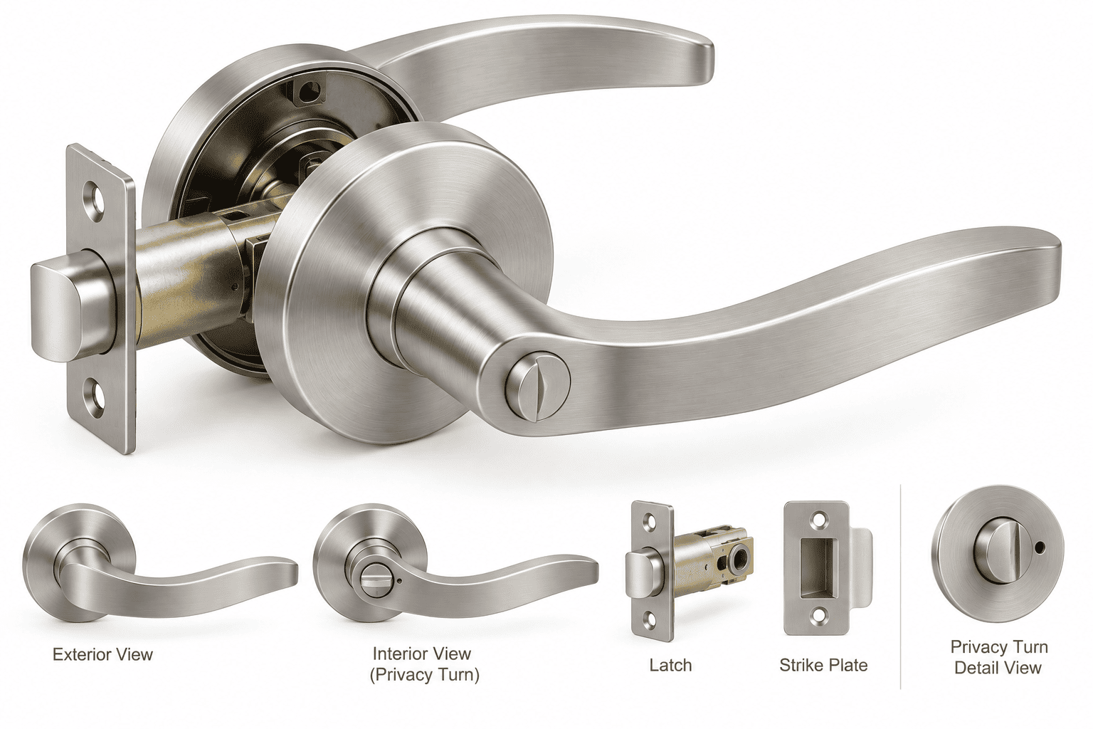 Privacy Lock, SN, Curved handle