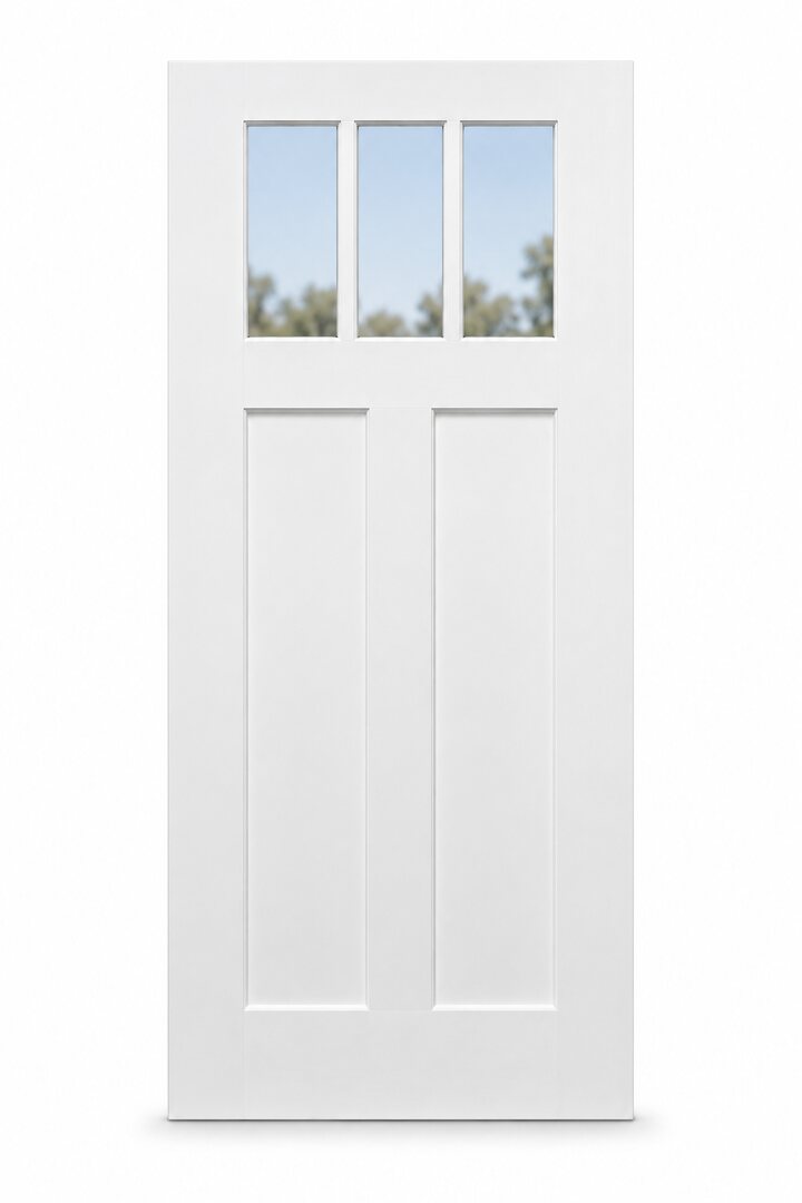 Fiberglass Craftsman 3-Lite Clear Exterior Door