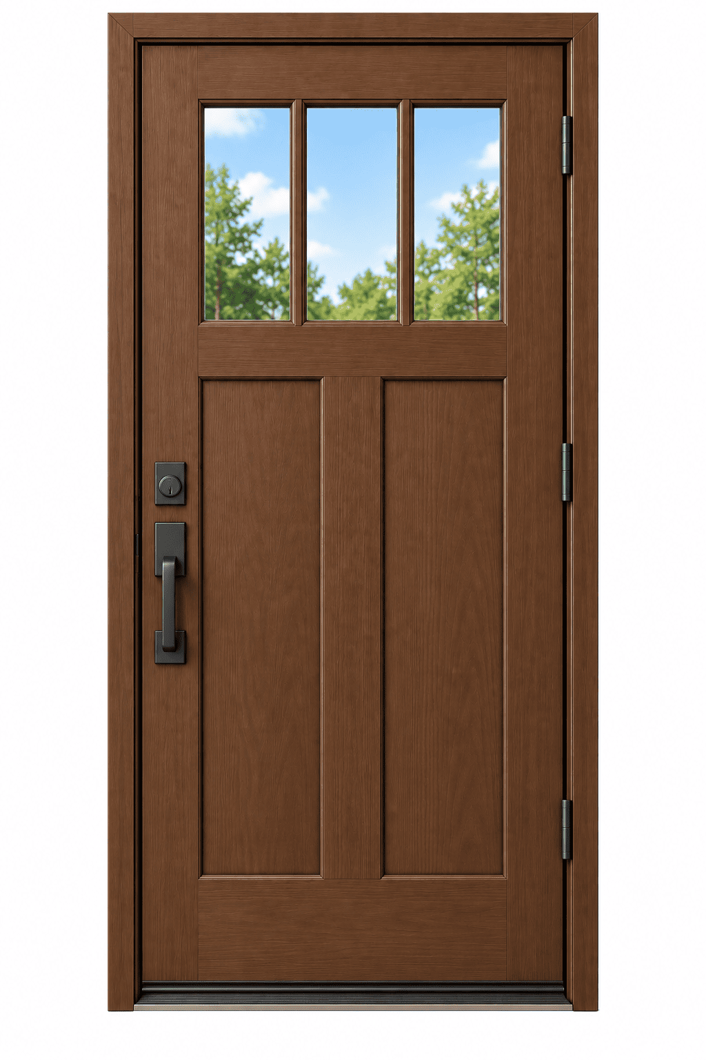 Fiberglass Craftsman 3-Lite Clear Exterior Door