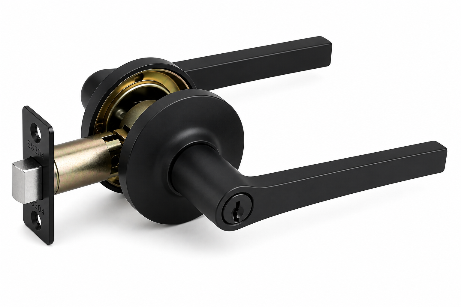 Entrance Lock, Zinc Alloy, Matte Black with Ultra-Slim