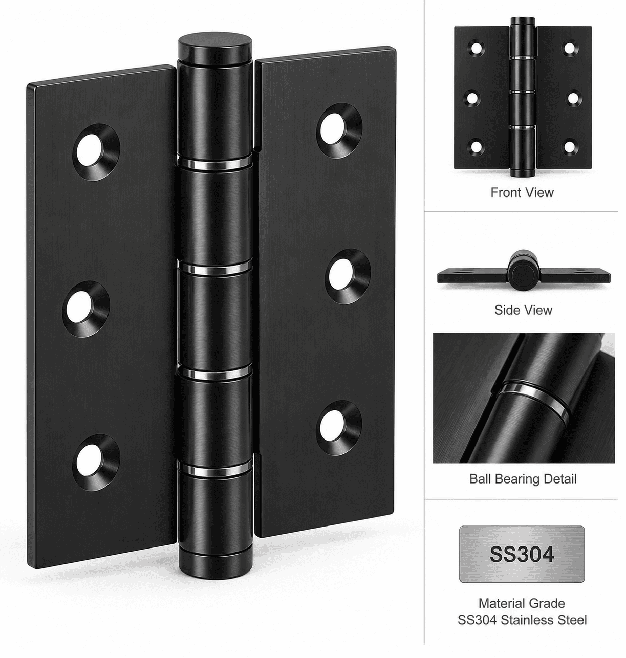 Black color ， SS304 Ball bear Hinges