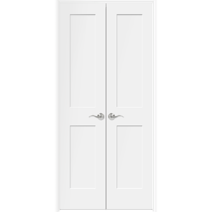2 Panel White Primed Shaker Double Door 80"