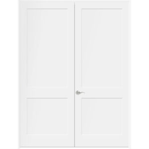2 Panel White Primed Shaker Double Door 96"