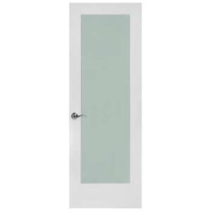 WHITE PRIMED 1-LITE FROSTED GLASS DOOR