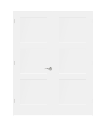 3 Panel White Primed Shaker Double Door 80" - Image 3