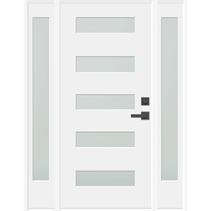 5 lite glass unequal double door 80"