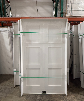 3 Panel White Primed Shaker Double Door 80" - Image 2